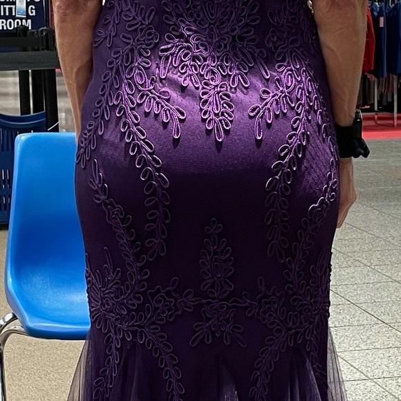 Cachet Purple Embroidered Tulle Trumpet Gown - Picture 13 of 16